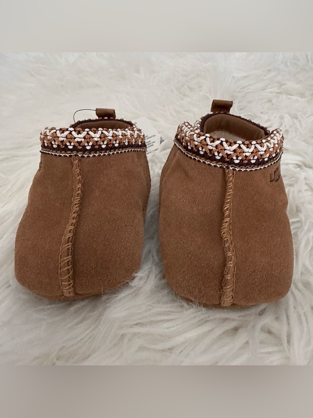 UGG Toddler Chestnut Suede Booties with Braided Trim